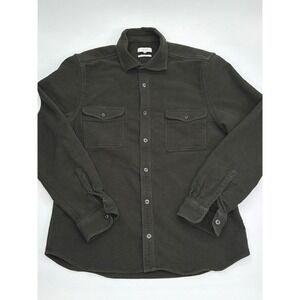 Reiss Miami Mens Regular Fit Cotton Jersey Utility Shirt Olive Green Large